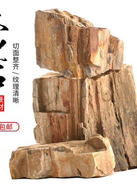 天然木化石原石鱼缸造景石草缸假山石水族箱装饰造景素材木纹理石