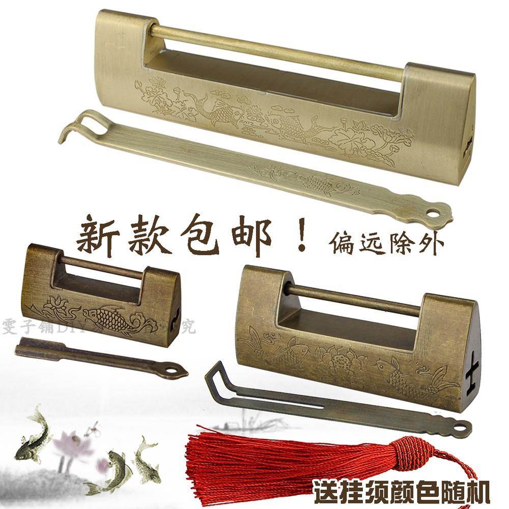 q横锁y黄铜仿古铜锁复古锁中式式小锁头开挂老gre53680式插销锁刻