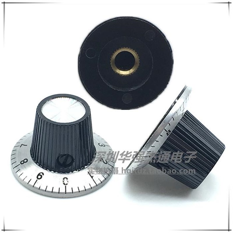C2旋钮帽金属面带数字刻度盘锁螺丝直径29*18MM电位器开关帽6MM孔