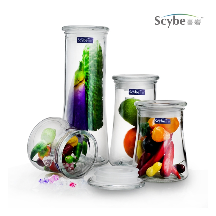 喜碧Scybe特纳无铅密封罐玻璃储物罐茶叶罐奶粉储藏罐2个包邮