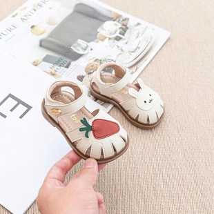 韩版宝宝凉鞋女2025夏季新款1-5岁可爱包头N学步鞋三4岁小童公主