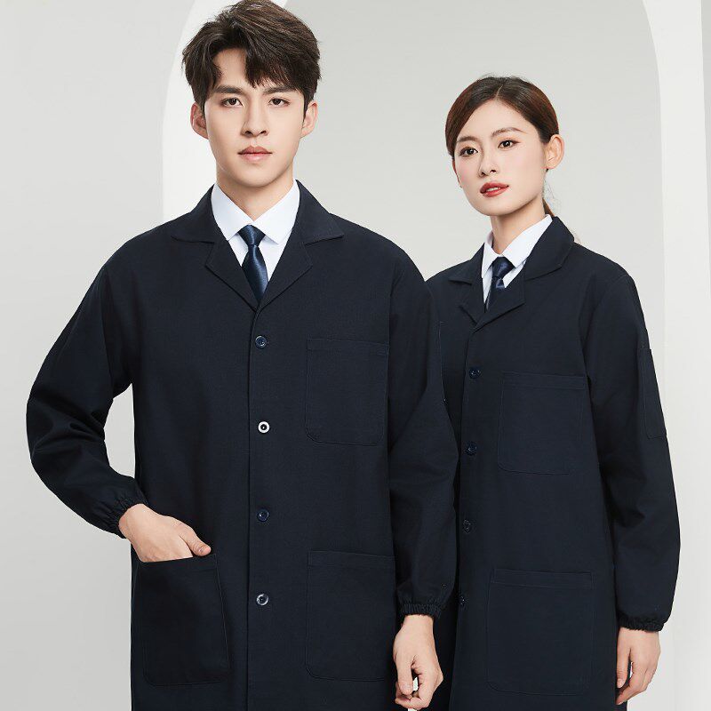 蓝大褂工作服定制印logo仓储搬运车间工人耐磨罩衣劳保服长袖