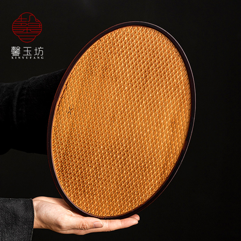 重竹仿席纹干泡茶盘椭圆形托盘一壶两杯茶托壶承茶奉功夫茶具茶台