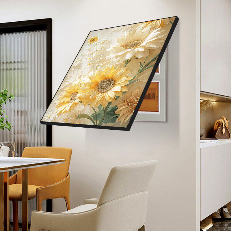 新款餐厅竖版电表箱装饰画奶油风配电箱电闸开关遮挡多媒体时尚画