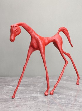 现代简约铸铁马艺术摆件客厅玄关茶几办公室样板间高档家居装饰品