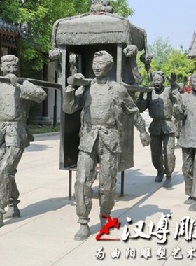 铸铜雕塑古代抬轿子人物雕塑定制玻璃钢民俗雕塑城市广场街头景观