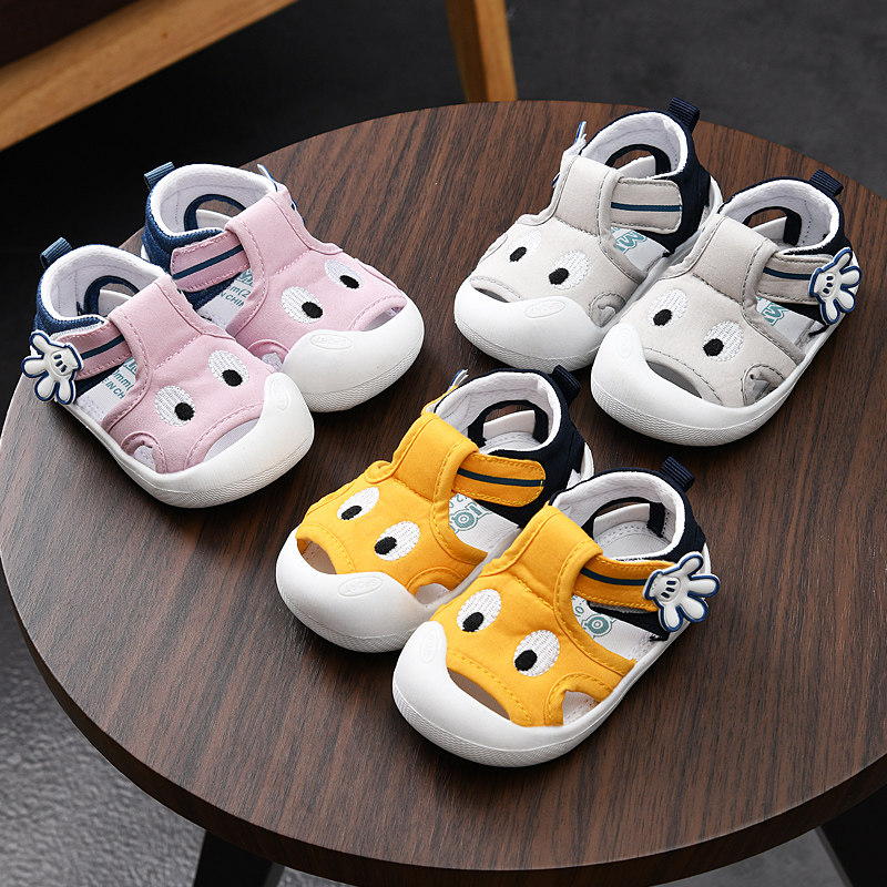 学步鞋男夏季宝宝布凉鞋0一1-2岁3软底防滑婴儿不掉鞋女宝宝鞋子
