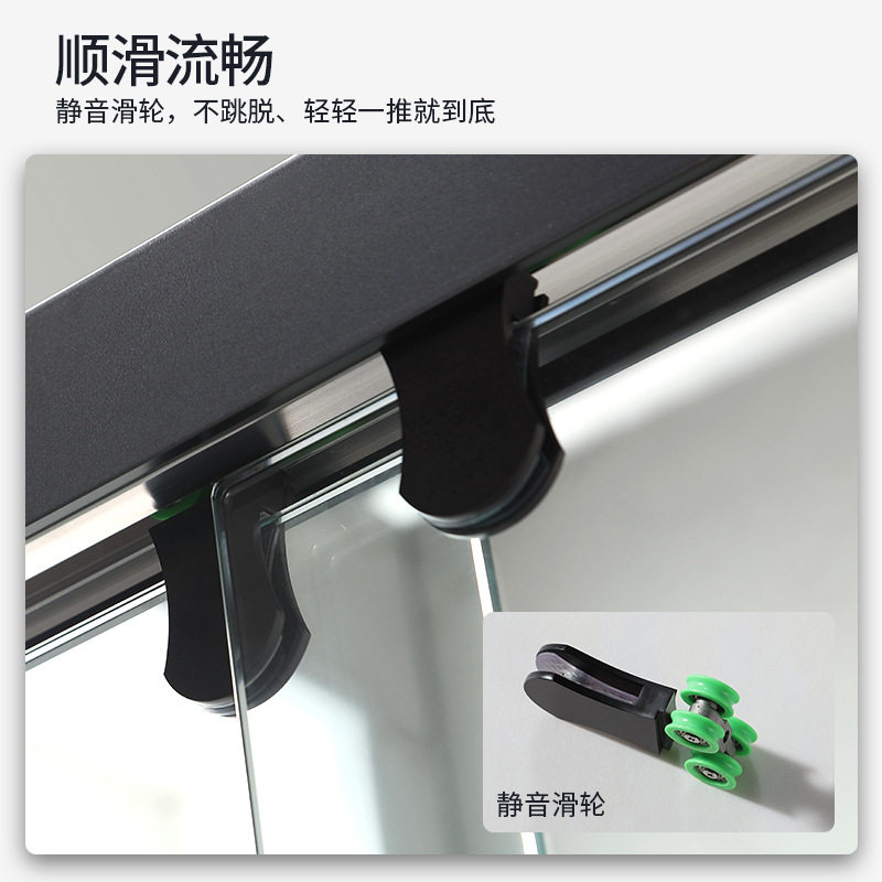 卫生间沐浴门不锈钢化磨砂玻璃干湿分区一字淋浴房隔断定制工厂