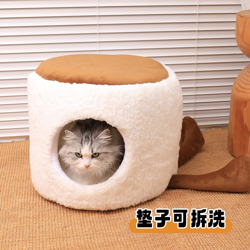 咖啡杯猫窝冬季保暖可拆洗封闭式安全感猫房子小型犬狗屋加厚狗窝