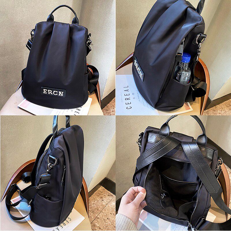 防盗双肩包女2021新款南韩丝面料防水双肩背包时尚百搭两用包潮