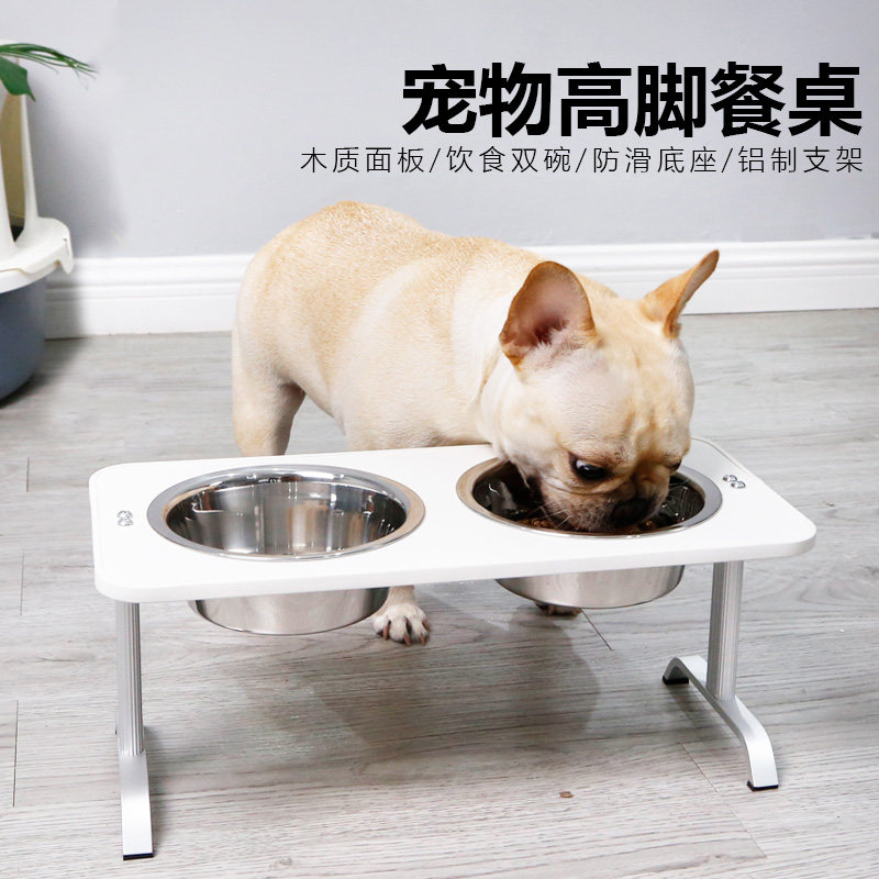 狗碗护颈c狗食盆双碗大型犬防打翻粮碗高脚猫碗饮水大号宠物碗用