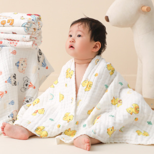 初生婴儿纱布浴巾新生宝宝超软全棉浴巾儿童夏季6层男孩女孩