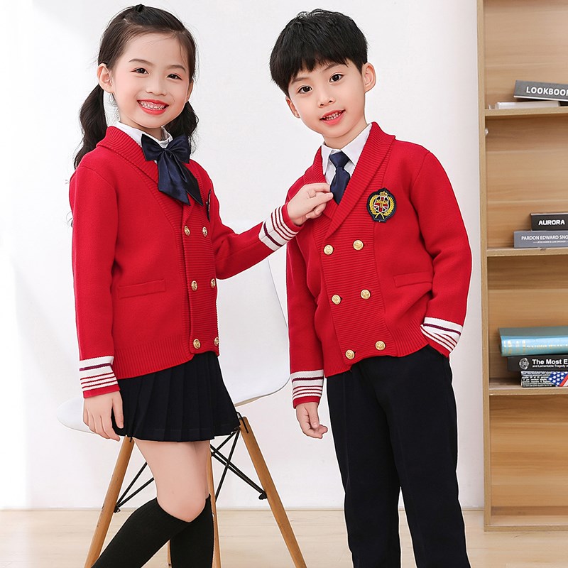 幼儿园园服春秋装毛衣小学生校服秋冬开衫套装英伦学院风儿童班服