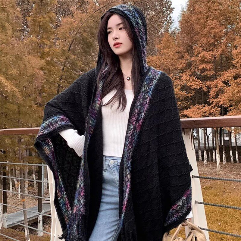 披肩外搭女夏季2025新款空调房护肩颈防风连帽罩衫斗篷民族风围巾