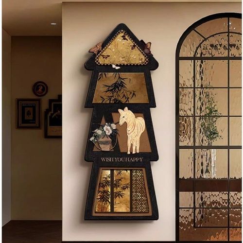 法式中古风暗藏式镜子装饰画推拉镜客厅卧室玄关壁挂式全身镜挂画