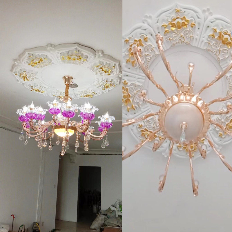 欧法式灯盘灯池吊顶客餐厅天花板吊顶造型圆形灯盘非石膏PU灯盘