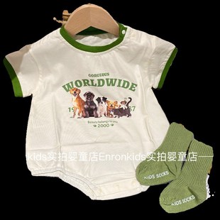 韩版 百天周岁爬服 男女宝宝夏天包屁衣新生儿可爱三角哈衣婴儿薄款