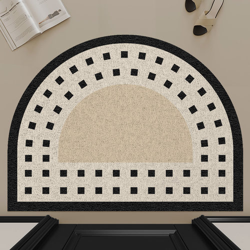 丝圈地垫入户门垫玄关脚垫耐脏黑色半圆地毯家用门口进门防滑垫