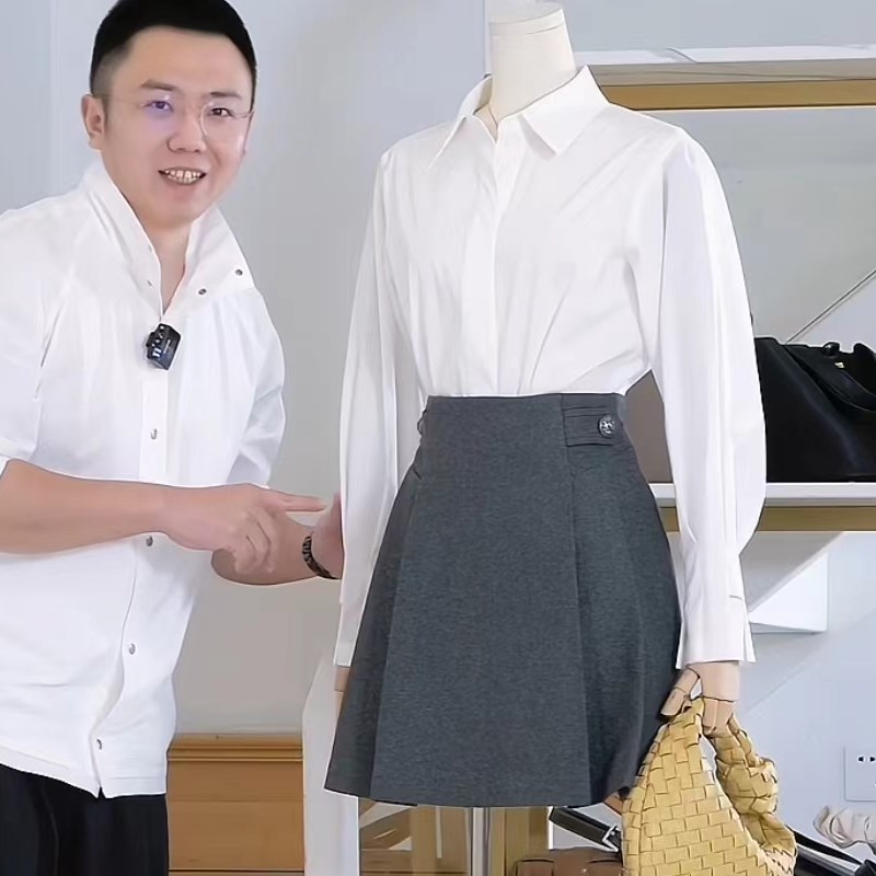 杰唯卡 设计感小众衬衫女20x24秋季新款气质法式优雅荷叶袖衬衣