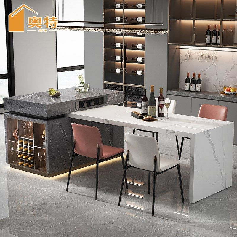 旋转岛台餐桌一体家用可伸缩t型折叠倒台开放式厨房导台定制吧台,住宅家具,岛台餐桌,淘宝优惠券,粉丝福利购,淘宝优惠卷