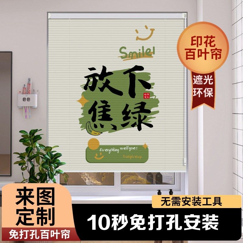 免打孔安装卷拉式升降百叶2024新款窗帘遮光遮阳卷帘窗户遮挡门帘