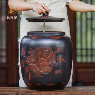 储水罐陶瓷水缸家用带盖厨房泡茶台纯净水桶大号抽水陶罐