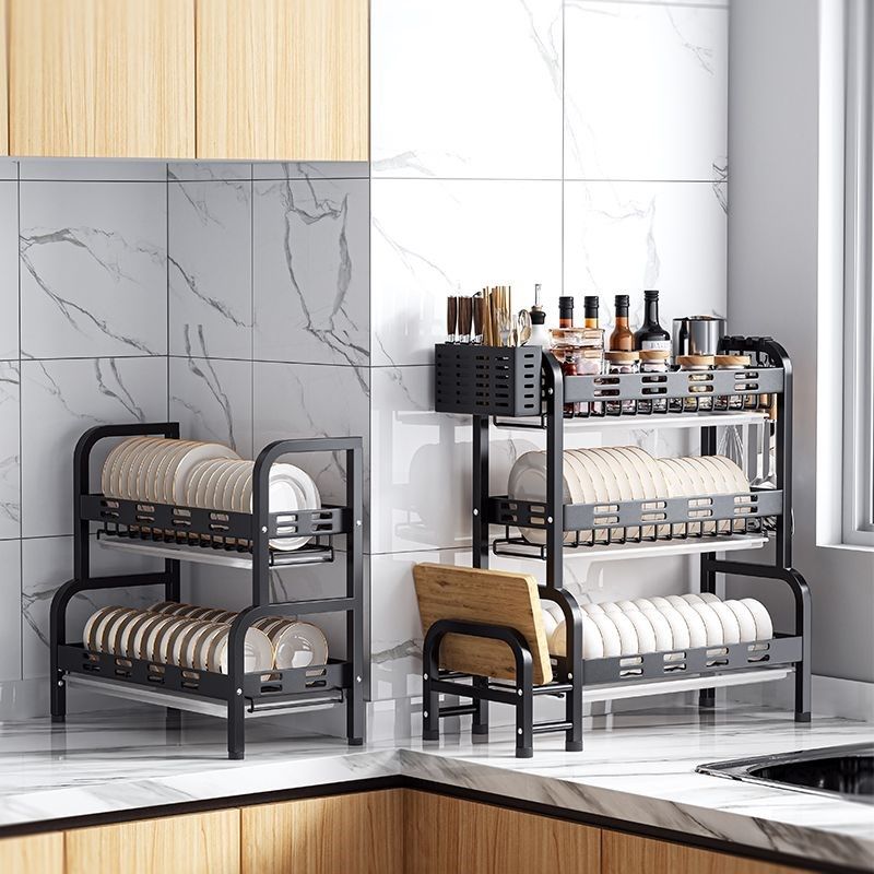 厨房置物架碗碟收纳架碗盘沥水架家用多功能放碗架碗筷收纳盒碗柜