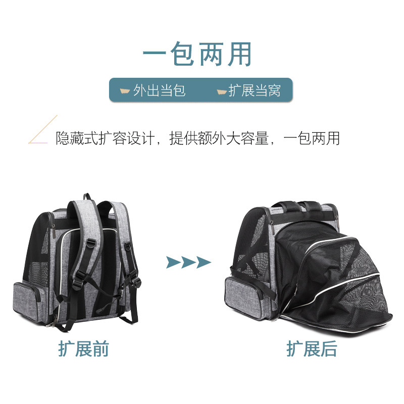 透气猫包猫咪背包外出便携宠物大容量可扩展版双肩书包狗大号帆布