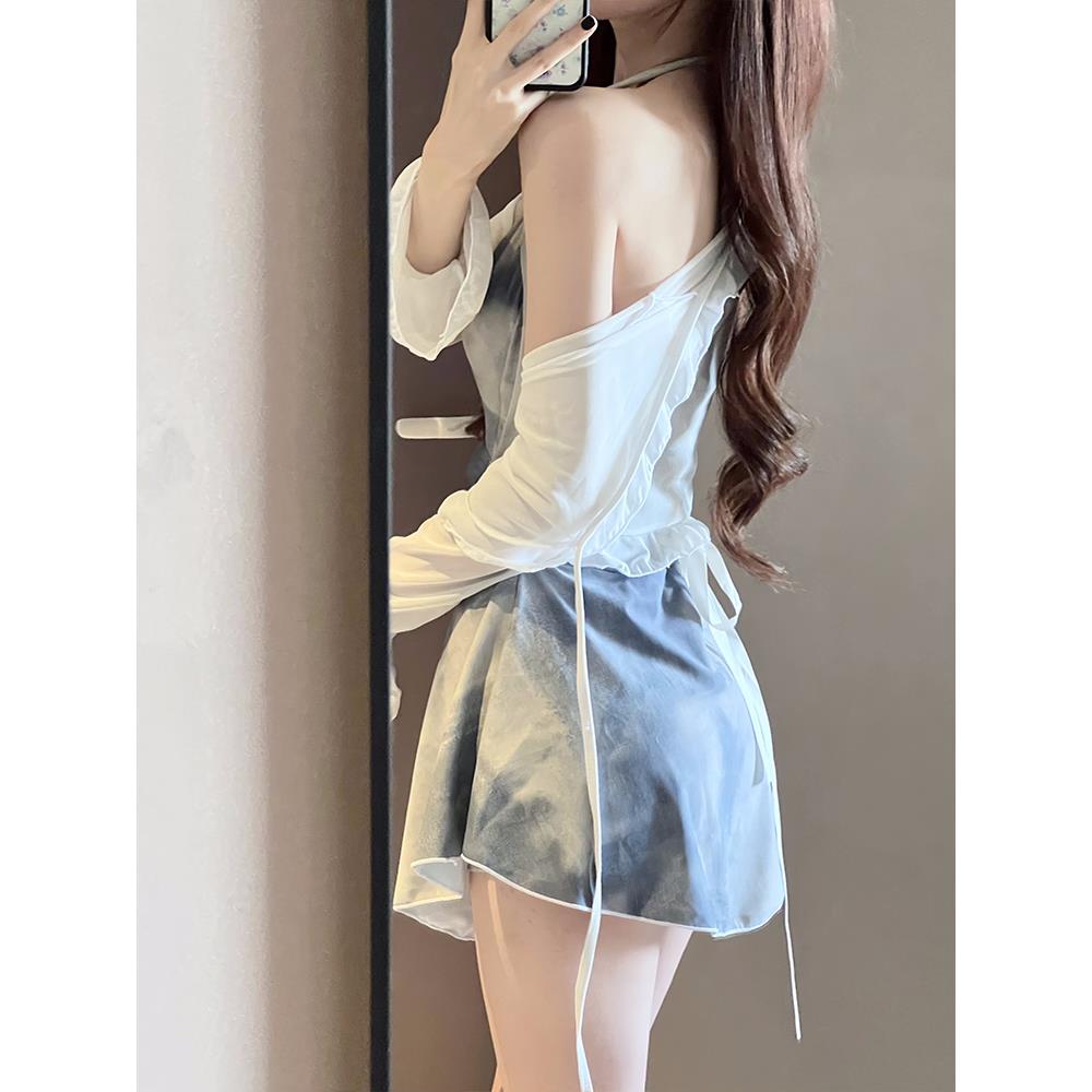 泳衣女高级感2024新款连体裙式保守显瘦微胖女孩遮肉泡温泉游泳装
