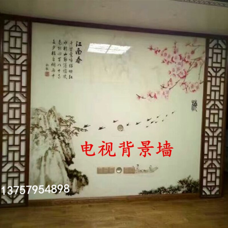 客厅 中式悬吊式天花板过道门y窗镂空隔断实木玄关电视背景墙花格