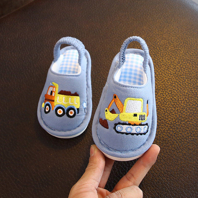 儿童棉布拖鞋女宝宝m婴幼儿男童室内松紧带小孩家居一岁半3春秋季