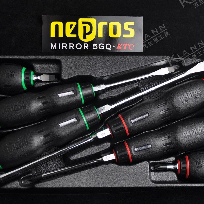 日本KTC 高端品牌NEPROS螺丝刀6件组套穿心杆可敲击树脂柄 NTD106