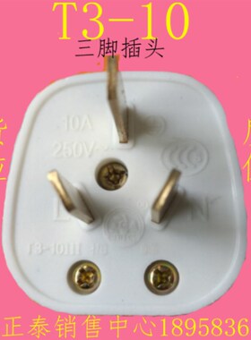 原装华峰T3-10白色单相二极带接地10A250V可拆线三脚插头现货供应