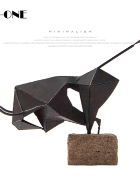 Rzone 创意金属抽象斗牛家居摆件极简风格时尚高端设计师软装饰品