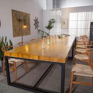 452521会美式 大型实木会议桌长桌现代简约议桌loft培长桌训室桌椅