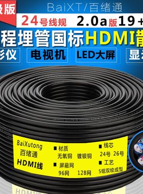 hdmi高清线2.0版4k3工程穿管家装预埋监控电视投影仪hdmi散线纯铜