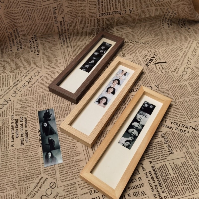 复古古董四格大头贴实木相框摆台定制儿童宝宝迷你竖框长条证件照