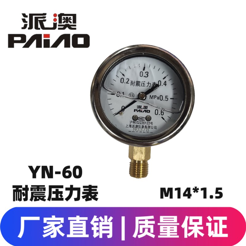 定制派澳仪表YN60 YN100 YN150耐震压力表不锈钢油压表轴向带边