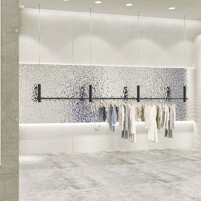 服高档服装店不锈钢拉丝银悬示挂吊装HTN展架橱架窗钢丝绳吊架衣