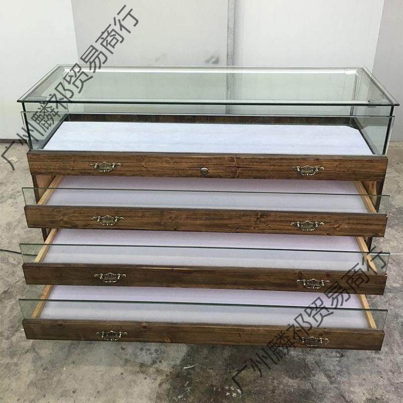 珠宝器首饰展示柜实复古品柜玻璃中56456456岛柜古木玩玉仿古饰品