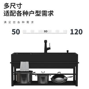 菜色盆厨房双槽不锈钢洗碗JTR 黑水洗槽带挂架单一槽家用体落地式
