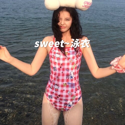 韩系纯欲风HelloKitty连体泳衣女