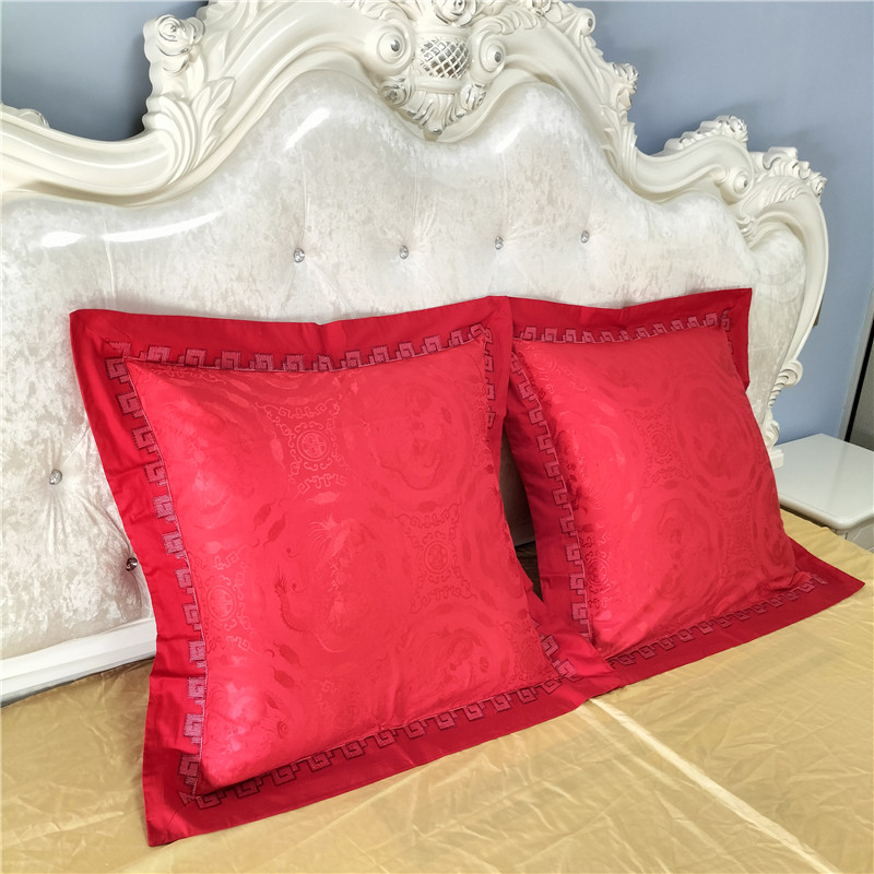 欧式贡缎提花加大红结婚庆床头靠枕沙发靠垫套抱枕套60X60不含芯