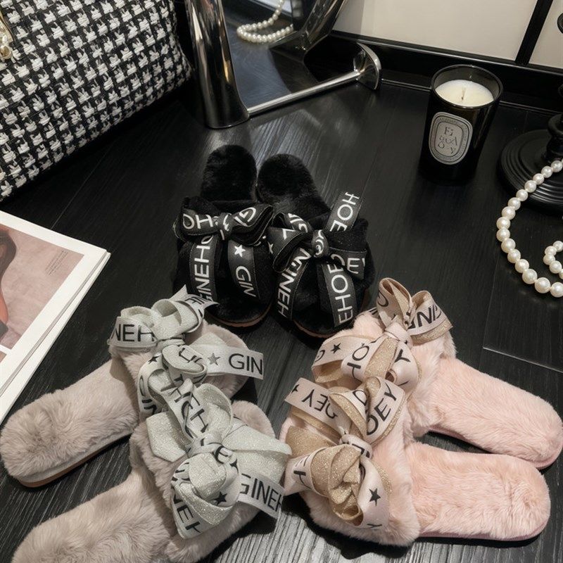 发小姐秋冬新款网红ins高级感毛毛拖鞋女外穿露趾防滑平底一字拖,女鞋,毛毛鞋,淘宝优惠券,粉丝福利购,淘宝优惠卷