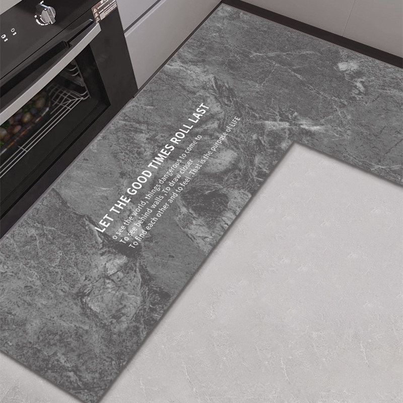 大理石纹厨房专用地垫防滑防油可擦免洗地毯L形家用门口耐脏脚垫,居家布艺,厨房地垫,淘宝优惠券,粉丝福利购,淘宝优惠卷