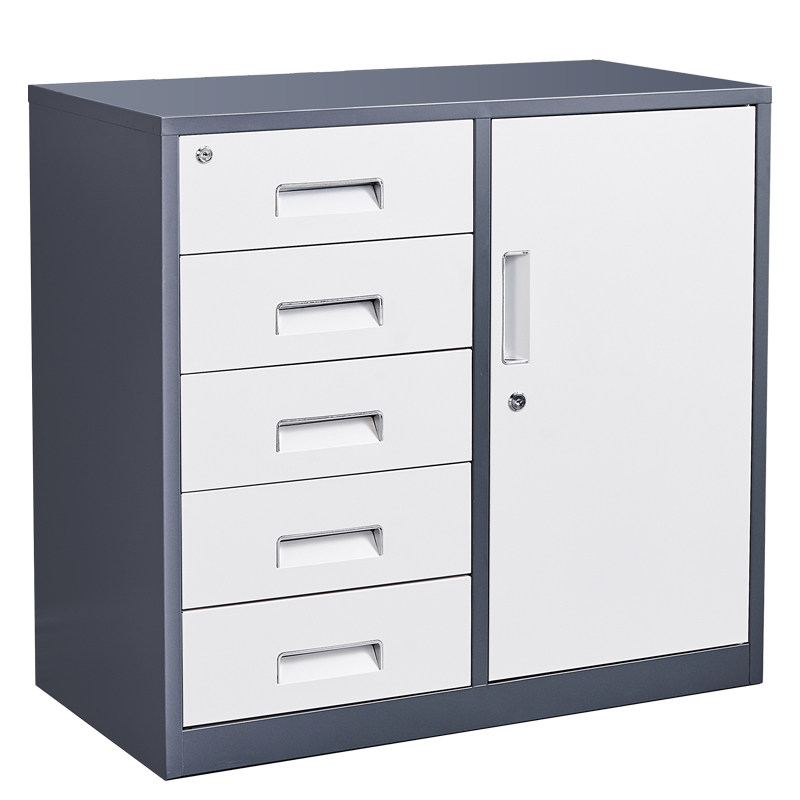 文件柜铁皮小矮柜A4资料收纳打印机置放储物柜抽屉带锁桌边桌下柜