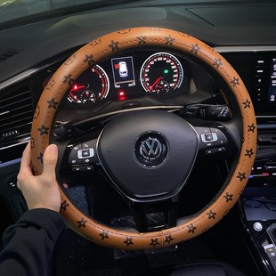 韩国可爱女士方向盘套花朵老花碎花时尚 皮防滑卡通汽车把套 四季