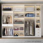 实木生态多层板卧室现代平门门灰色大衣橱