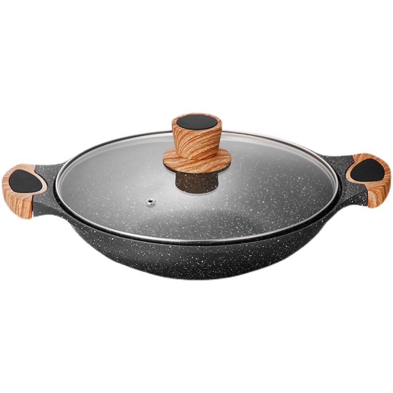 铝合金麦饭石涂层复底不粘炒锅三汁焖锅汤锅火锅商用醉鹅锅