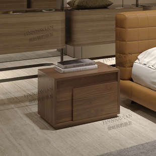 芬纳维亚 意式简约储物柜胡桃实木床头边柜子(Hargrove哈格罗夫)